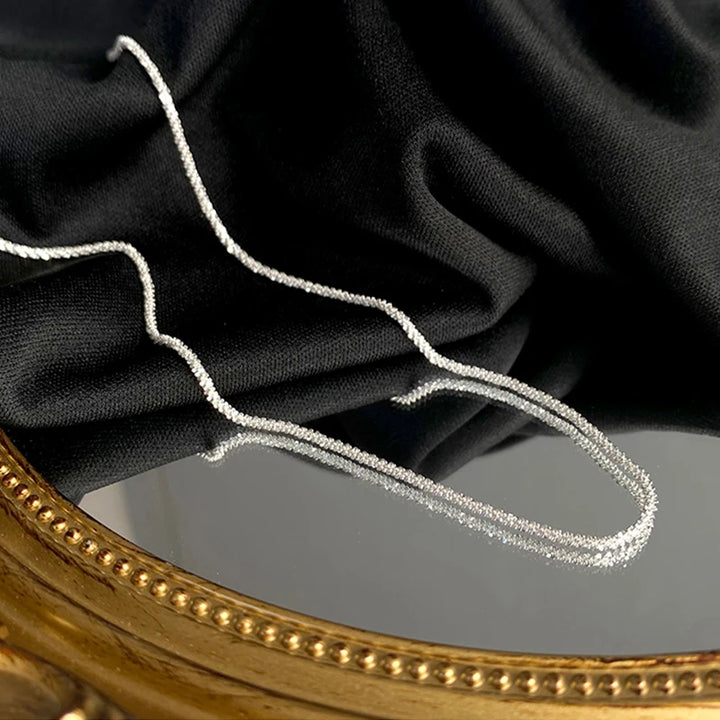 Elegant Sterling Silver Sparkling Choker Necklace