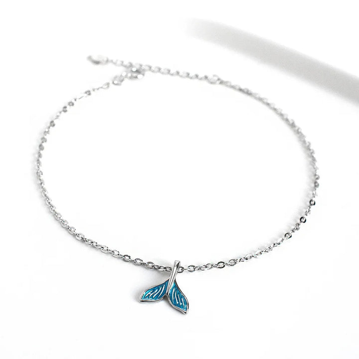 🌊 Blue Ocean Mermaid Anklet – 925 Sterling Silver Fish Tail Bracelet ✨