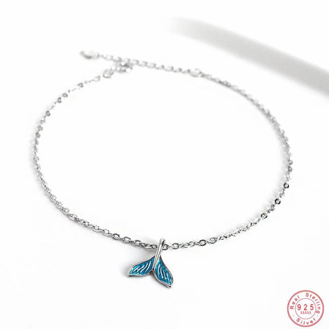 🌊 Blue Ocean Mermaid Anklet – 925 Sterling Silver Fish Tail Bracelet ✨