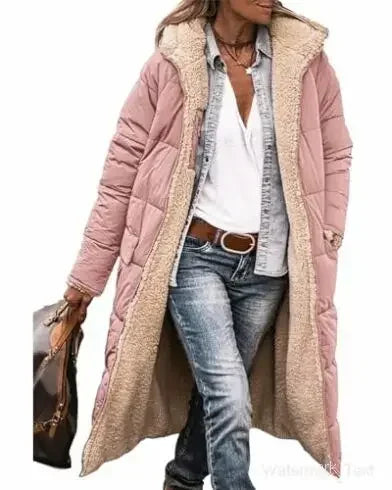 Women’s Autumn Winter Solid Color Hooded Cotton Parka