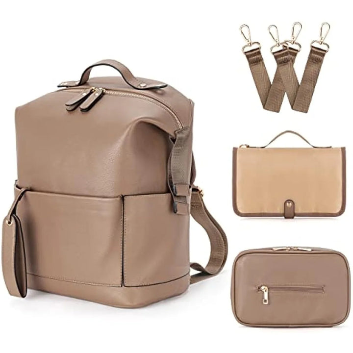 7-in-1 PU Leather Diaper Bag Set