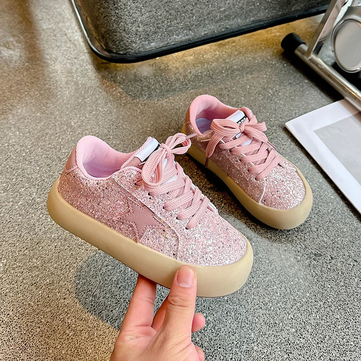 Kids' Lace-Up Sequin Star Sneakers