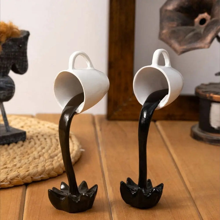 3D Floating Spilling Coffee Cup – High-End Resin Decorative Sculpture
