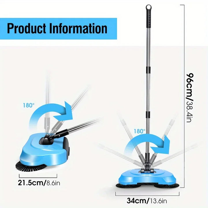 Hand Push Broom – Multifunctional Cleaning Tool with Long Handle & Auto Spiral Deep Clean System