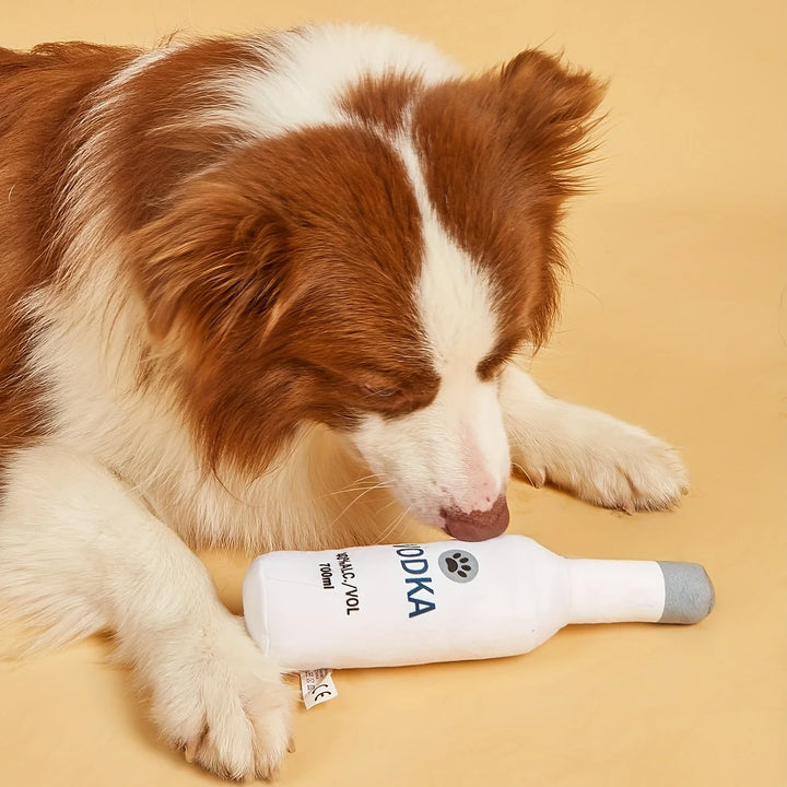 Wine Bottle Design Plush Dog Chew Toy