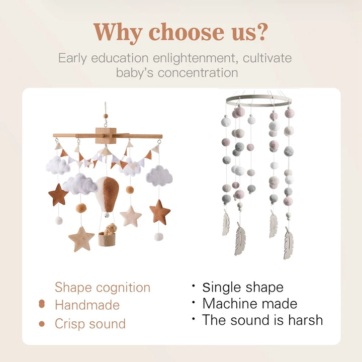 Baby Crib Mobile Wooden Bed Bell
