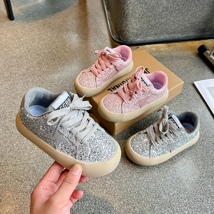 Kids' Lace-Up Sequin Star Sneakers
