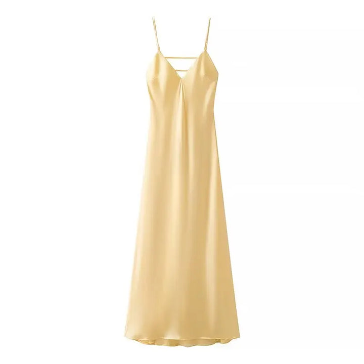 Women’s Summer Yellow V-Neck Sling Dress