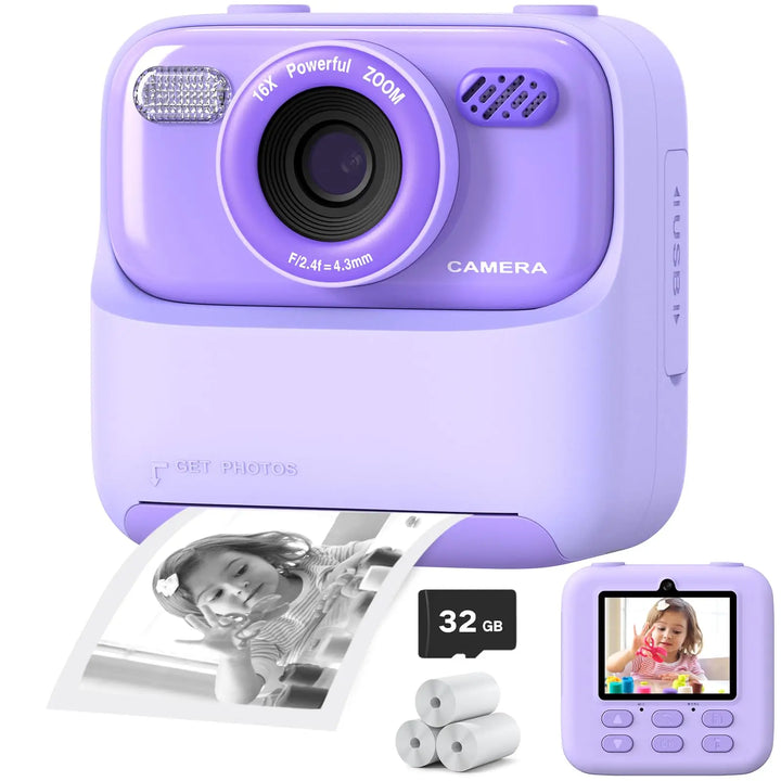 Kids Instant Camera – 1080P HD Dual Lens with Instant Print