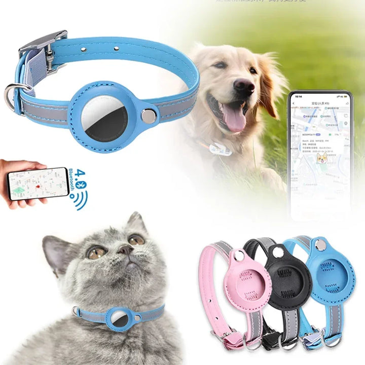 Leather Adjustable Pet GPS Tracker Collar