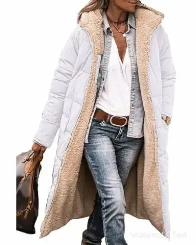 Women’s Autumn Winter Solid Color Hooded Cotton Parka
