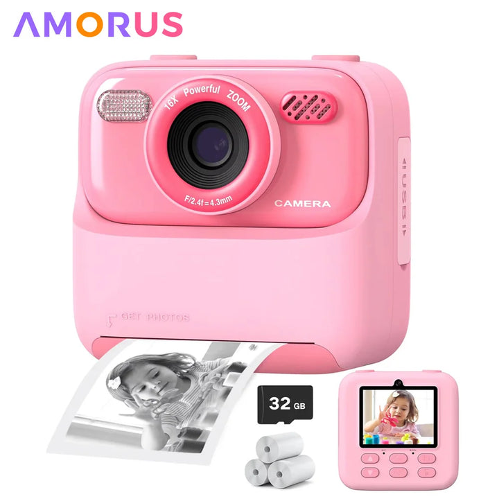 Kids Instant Camera – 1080P HD Dual Lens with Instant Print