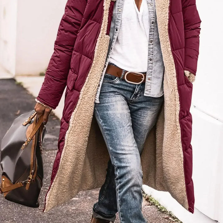 Women’s Autumn Winter Solid Color Hooded Cotton Parka