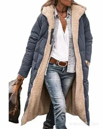 Women’s Autumn Winter Solid Color Hooded Cotton Parka