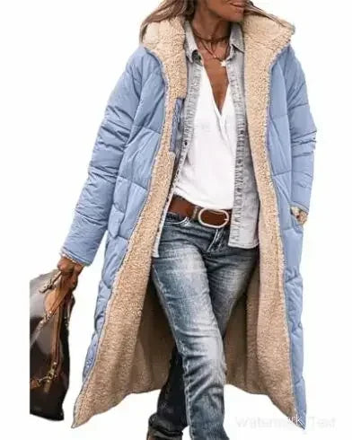 Women’s Autumn Winter Solid Color Hooded Cotton Parka
