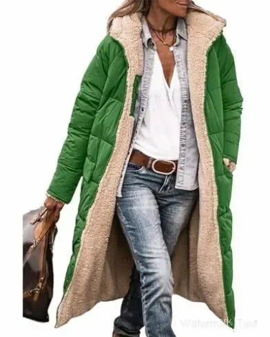 Women’s Autumn Winter Solid Color Hooded Cotton Parka