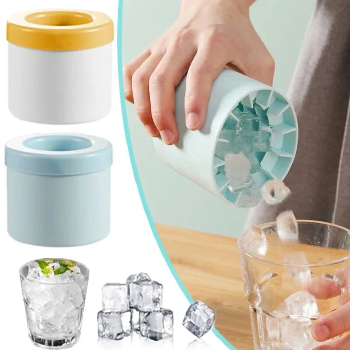 Silicone Round Ice Cube Mold &amp; Ice Bucket