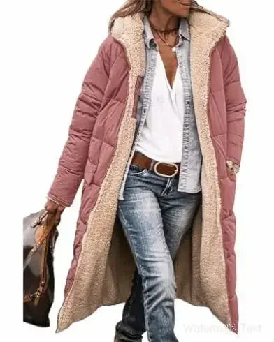 Women’s Autumn Winter Solid Color Hooded Cotton Parka
