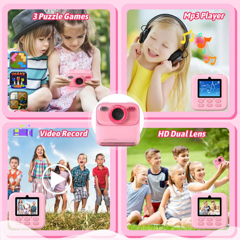 Kids Instant Camera – 1080P HD Dual Lens with Instant Print