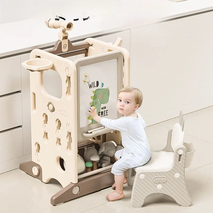 Montessori Kids Learning Tower – Foldable Kitchen Helper Step Stool with Storage