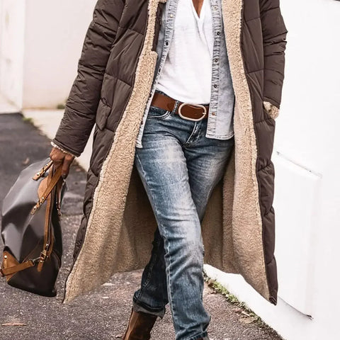 Women’s Autumn Winter Solid Color Hooded Cotton Parka