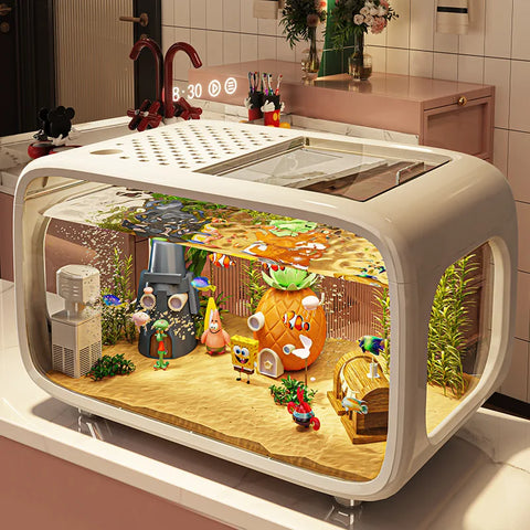 Light Luxury Fish Tank – Elegant, Transparent, and Ecological Aquarium for Your Living Room