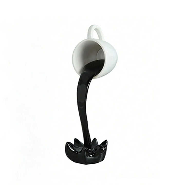 3D Floating Spilling Coffee Cup – High-End Resin Decorative Sculpture