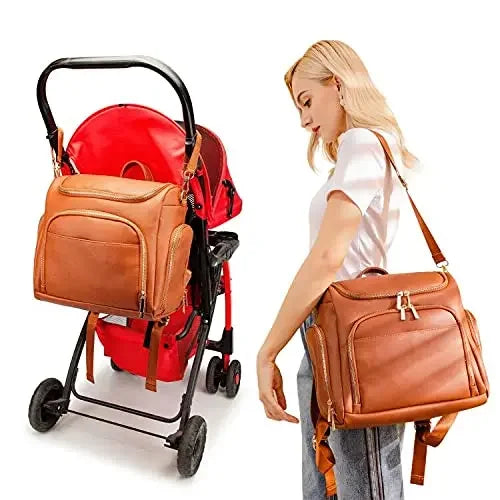 7-in-1 PU Leather Diaper Bag Set