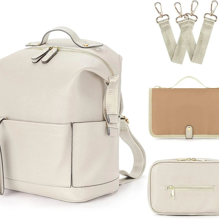 7-in-1 PU Leather Diaper Bag Set