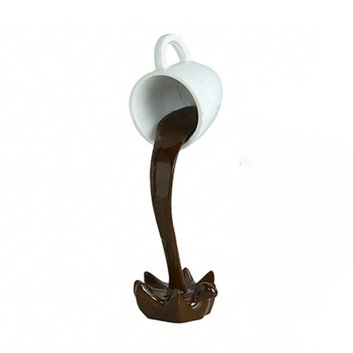 3D Floating Spilling Coffee Cup – High-End Resin Decorative Sculpture