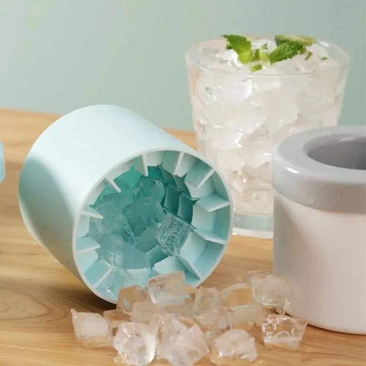 Silicone Round Ice Cube Mold &amp; Ice Bucket