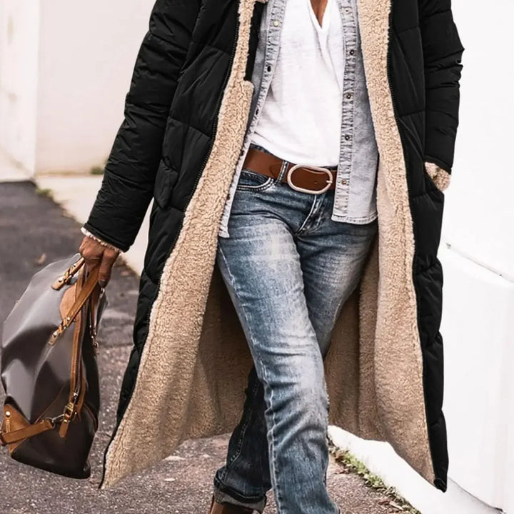 Women’s Autumn Winter Solid Color Hooded Cotton Parka