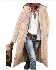 Women’s Autumn Winter Solid Color Hooded Cotton Parka