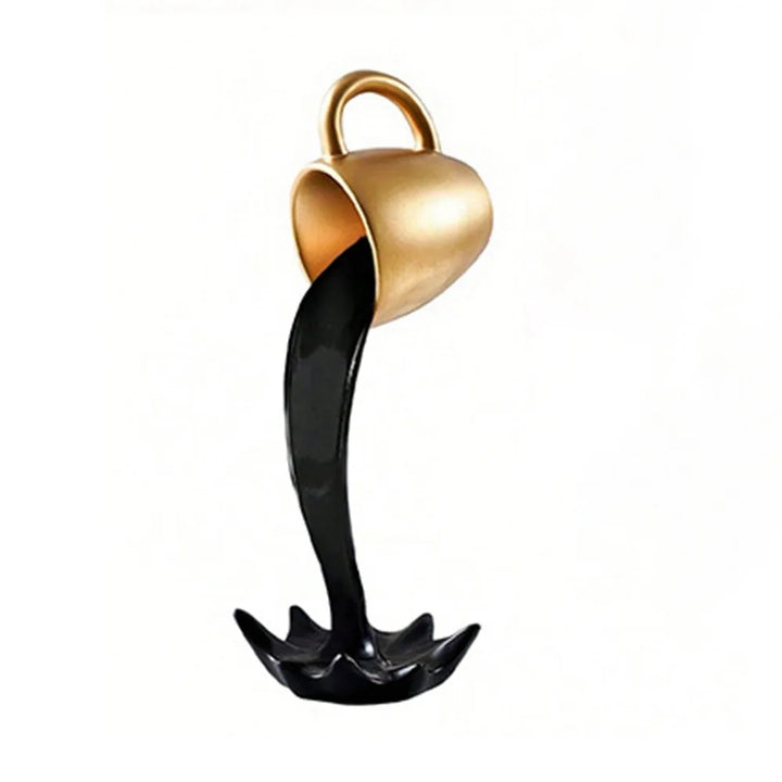 3D Floating Spilling Coffee Cup – High-End Resin Decorative Sculpture