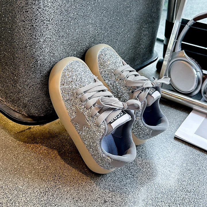 Kids' Lace-Up Sequin Star Sneakers