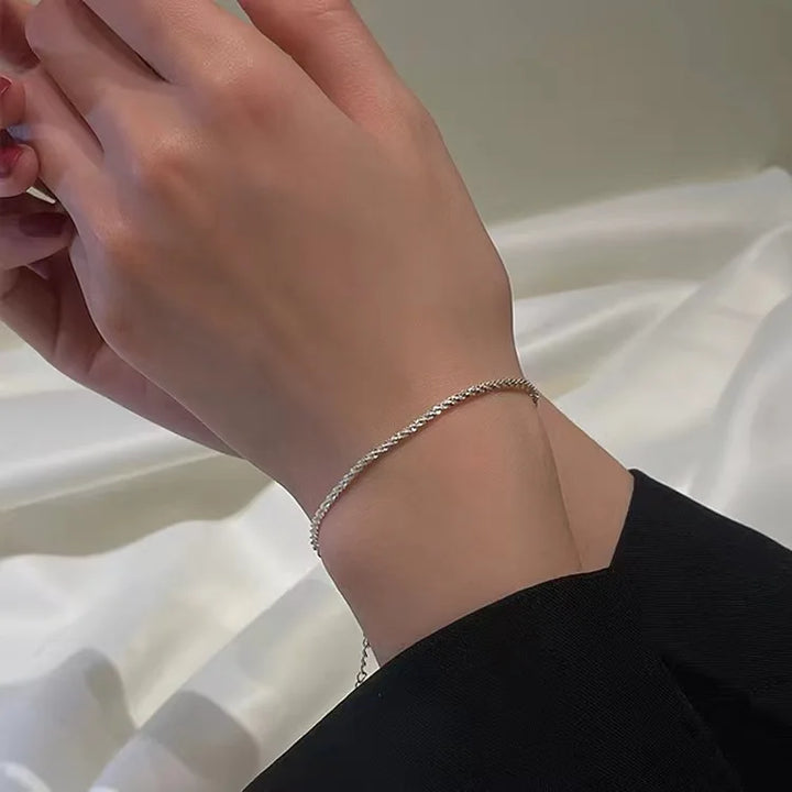 Elegant Sterling Silver Sparkling Choker Necklace