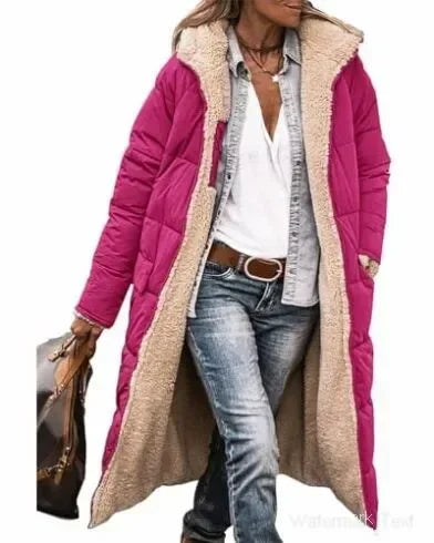 Women’s Autumn Winter Solid Color Hooded Cotton Parka