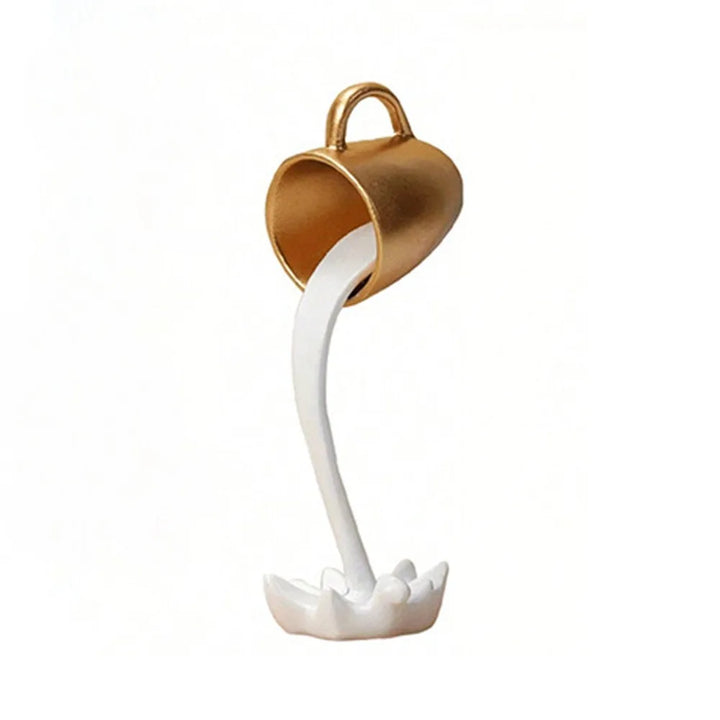 3D Floating Spilling Coffee Cup – High-End Resin Decorative Sculpture