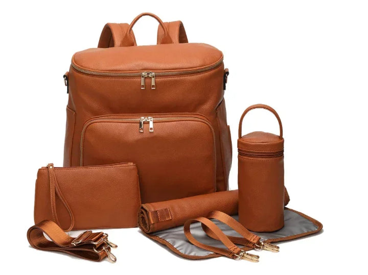 7-in-1 PU Leather Diaper Bag Set