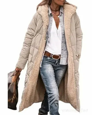 Women’s Autumn Winter Solid Color Hooded Cotton Parka