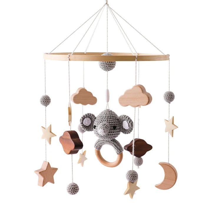 Baby Crib Mobile Wooden Bed Bell
