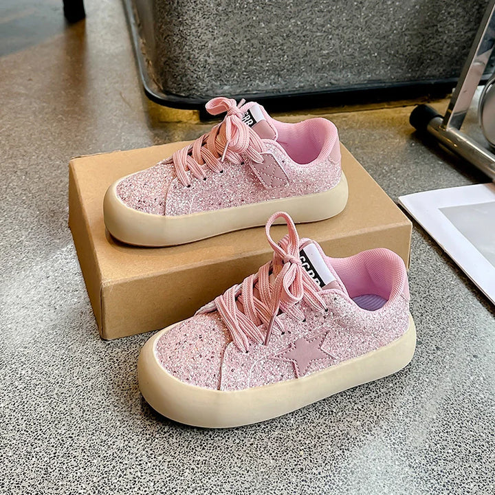 Kids' Lace-Up Sequin Star Sneakers