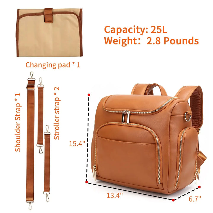7-in-1 PU Leather Diaper Bag Set