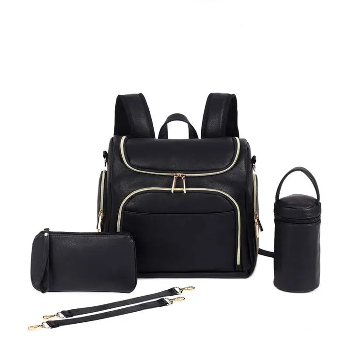 7-in-1 PU Leather Diaper Bag Set
