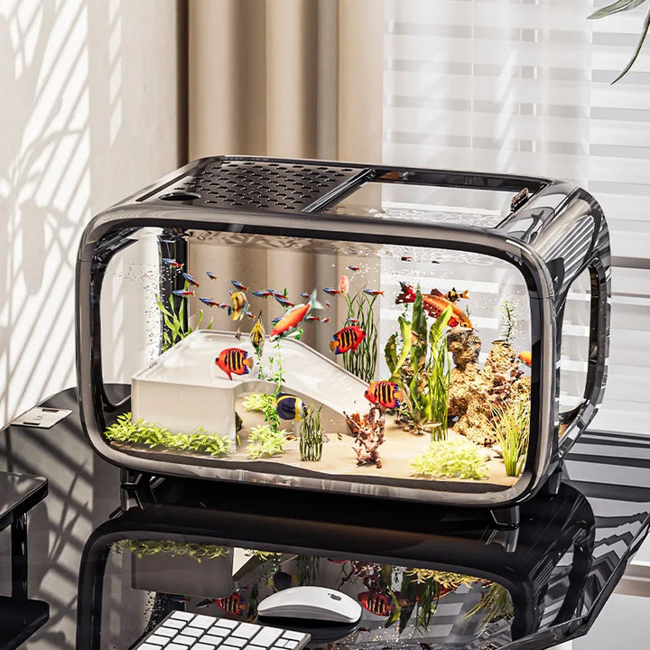 Light Luxury Fish Tank – Elegant, Transparent, and Ecological Aquarium for Your Living Room