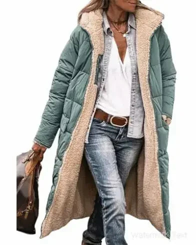 Women’s Autumn Winter Solid Color Hooded Cotton Parka