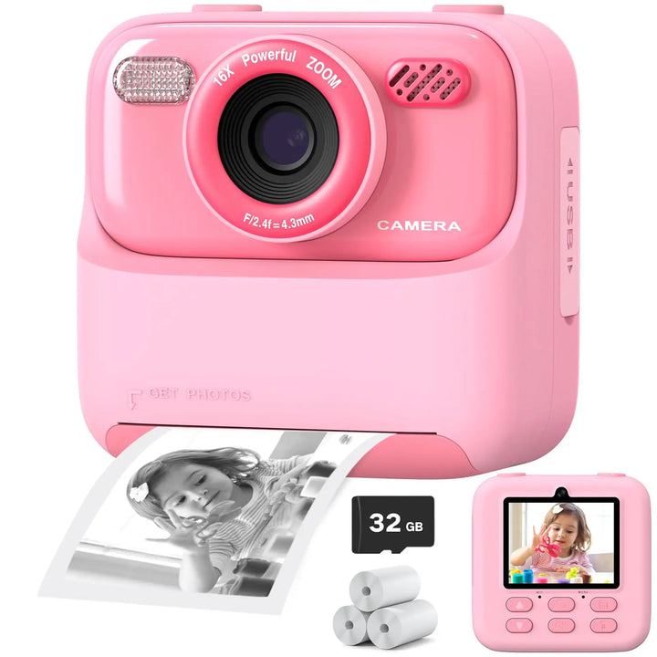 Kids Instant Camera – 1080P HD Dual Lens with Instant Print